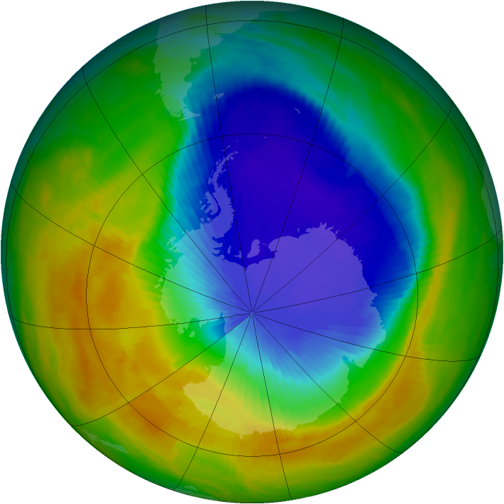Antarctic ozone map for 23 October 2000